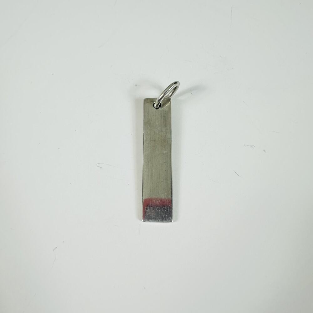 Gucci 925 Sterling Silver Rectangle Bar Pendant Charm Made In Italy Designer
